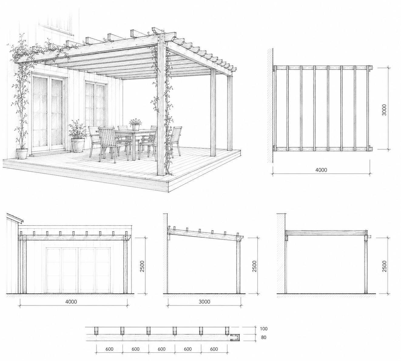 ritning pergola